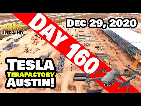Tesla Gigafactory Austin 4K  Day 160 - 12/29/20 - Tesla Terafactory Texas -