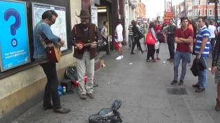 Whiskey Mick fantastic sounding Mandolin (Banjo?) & Guitar playing duo in Camden Market Town, London
