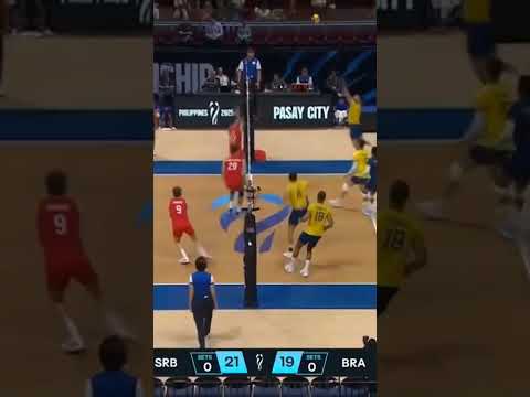 SRB Vs BRA Serbian with 7 players🤫🤫#serbia #brazil #epic #vollyball