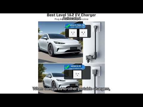 2026 Upgraded Level 1&2 Portable EV Charger, 8-16Amp Adjustable Current & Timer, 110V–240V, NEMA 5-15 & 6-20 Plug, 21Ft EV Charging Cable, J1772 Electric Car Charger for All PHEV/EV Charging Cord video review thumbnail