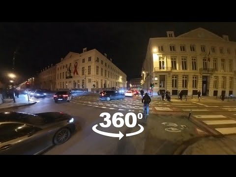Vídeo 360 andando de patinete elétrico do Parc du Cinquantenaire até o Grand-Place de Bruxelas.