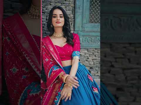 Green Patola Print Tussar Silk Lehenga Set with Gotta Patti Dupatta