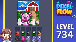 Pixel Flow Level 734 Solution Walkthrough