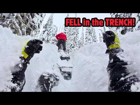 Doubling on a 32" Wide Snowmobile in DEEP snow!