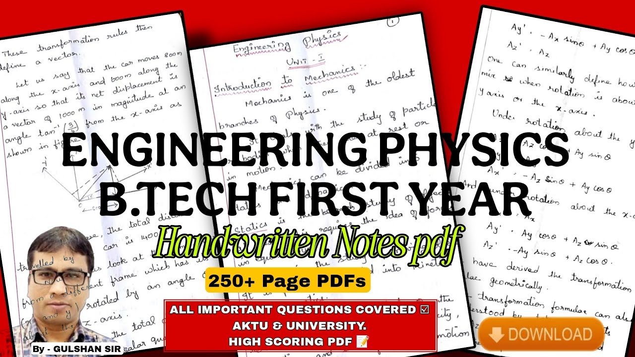 Engineering Physics All Units Handwritten Notes | BTech 1st Year | Gulshan Sir | AKTU & All Branches