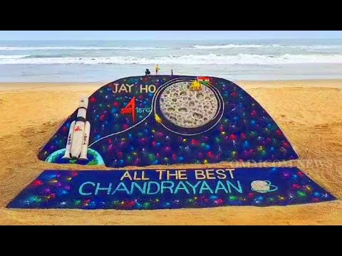 Sand Artist Sudarshan Pattanaik’s Students Create Chandrayaan-3 Art On Puri Beach