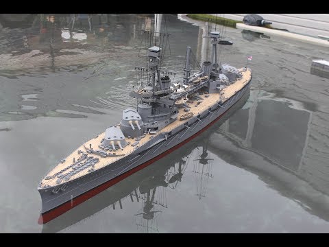 HMS Agincourt 1/96 scale (7ft x 1ft) built by Ron Kingdon - Deans Marine open day 2017