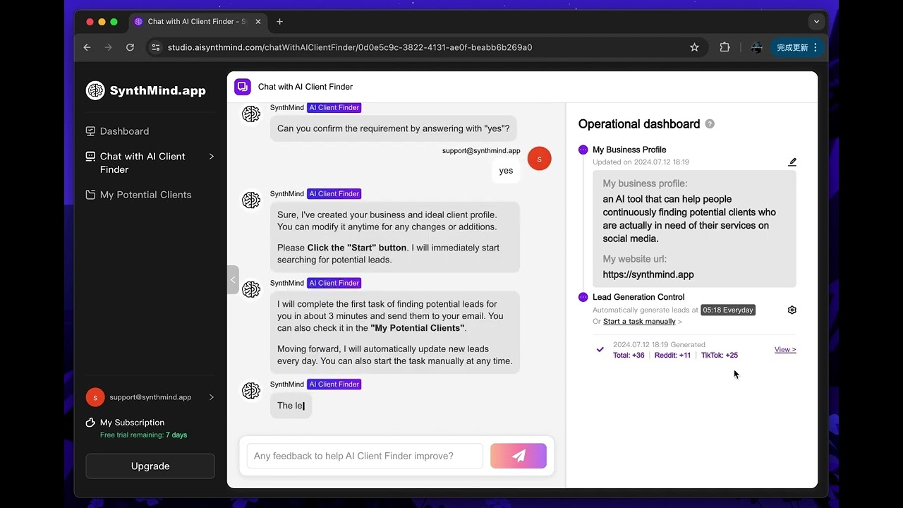 Continuously find potential clients who are actually in need of your services with AI Client Finder.