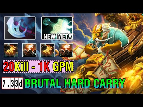 Brutal [Gyrocopter] Safelane Machine Farm 1K GPM Mjollnir + Manta New Meta Build 1vs5 Dota2 7.33D
