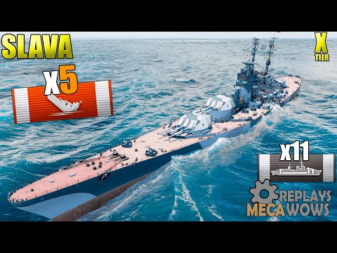 Slava 5 Kills 308k Damage  | World of Warships Gameplay
