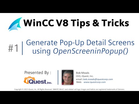 WinCC V8 Tip 1: Generate PopUp screen *without* Picture Window !! 😱🤓 😎 Learn SCADA Programming