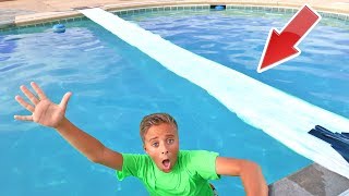 Duct Tape &amp; Plastic Wrap Bridge On Backyard Swimming Pool!