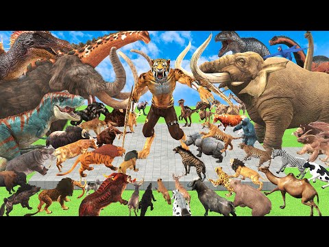 EPIC SABER TOOTH Death Run Who Will Win the Fight Zombie Mammoth Dinosaur Tiger Animal Revolt Battle
