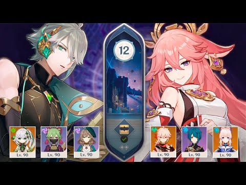 3.4 Spiral Abyss | Floor 12 | C0 Alhaitham Quicken & C0 Yae Miko Double Hydro FULL CLEAR (9★)