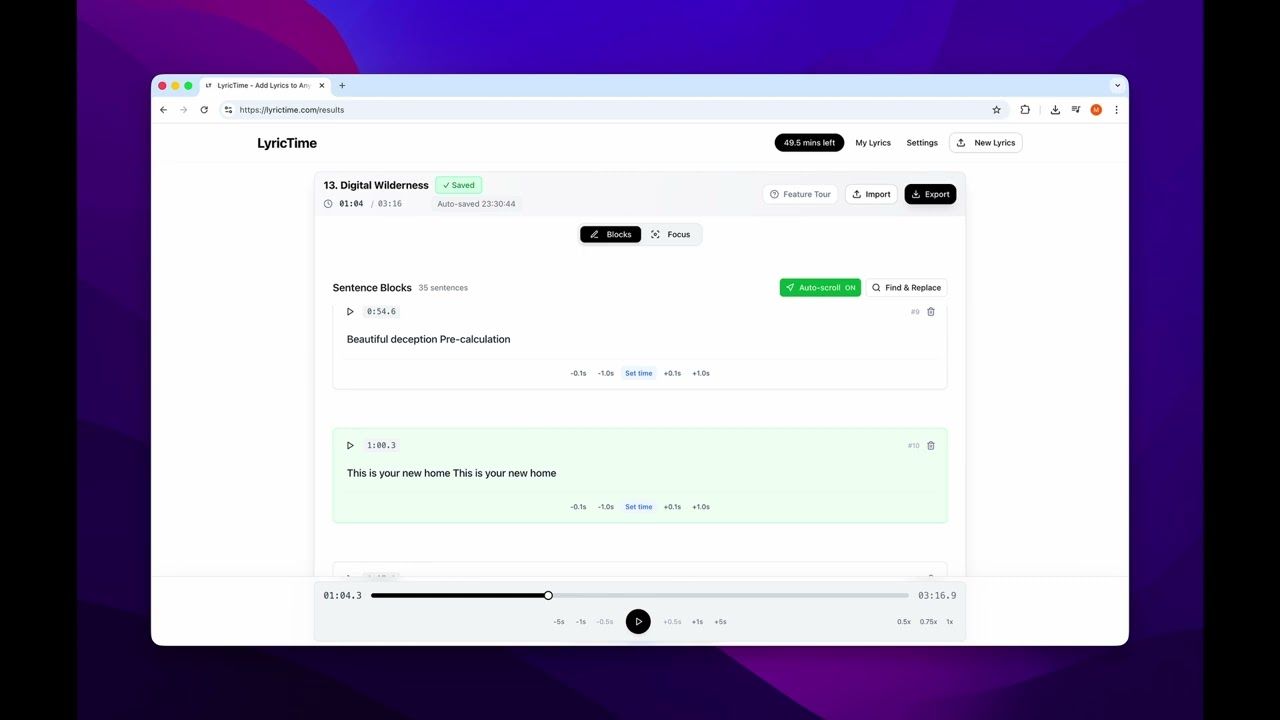 LyricTime demo video