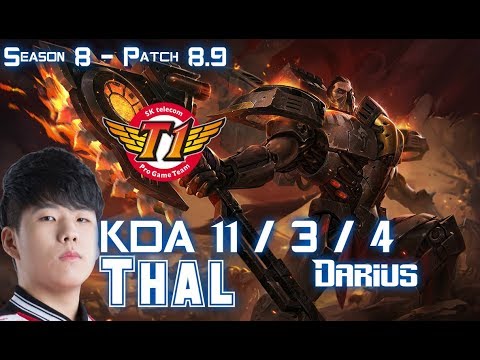 SKT T1 Thal DARIUS vs IRELIA Top - Patch 8.9 KR Ranked