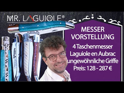 4 Taschenmesser mit besonderen Griffen von Laguiole en Aubrac, Handmade in France