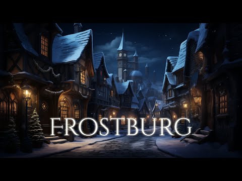 Fantasy Winter Town Ambience and Music | Christmas town, falling snow, warm glow #christmasambience