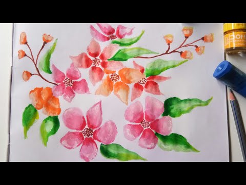 Drawing and painting of flowers | flower painting with water color for beginners | flowers Drawing