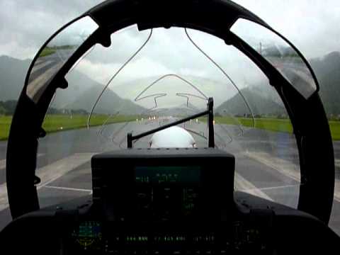 Pilatus PC-21 taking off in rainy weather - Cockpit view
