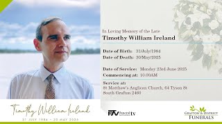 Memorial service for Timothy William Ireland