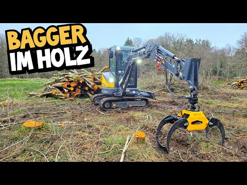 First time using an excavator in the forest | Making firewood | Eurotrac HE 26-SR | Mr. Moto