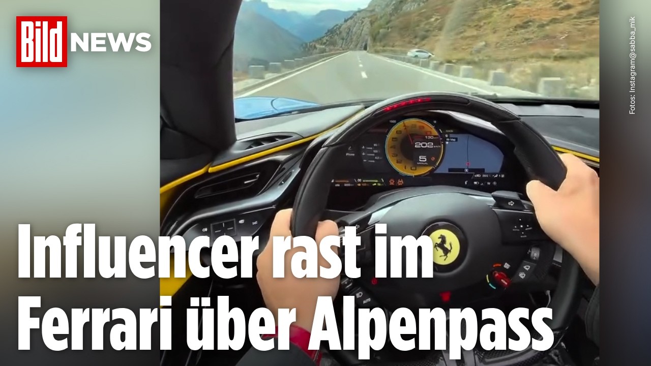 IRRE VOLLGAS-FAHRT: Influencer soll im 1.000-PS-Ferrari über den Furkapass rasen
