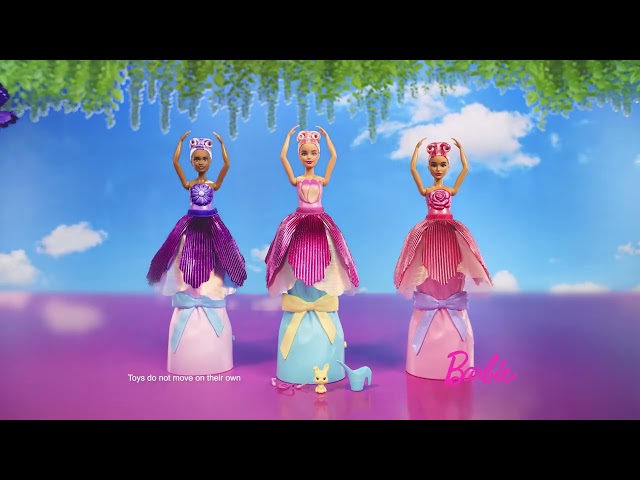 Vídeo relacionado con Barbie Petal Pop Muñeca perfumada con Vestido Rosa de Tulipanes y Accesorios, Ramo de Flores con Conejito Mascota y sorpresas como regadera, Collar y Pendientes, JMF57