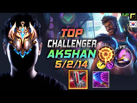 Challenger Akshan TOP vs Kennen - 챌린저 탑 아크샨 템트리 룬 철갑궁 집공 アクシャン Акшан 影哨 埃可尚 - KR 11.21