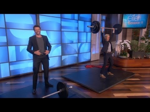 誰がもっと持ち上げられる？エレンかヒュー・ジャックマンか？ (Who Can Lift More? Ellen or Hugh Jackman?)
