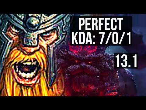 OLAF vs ORNN (TOP) | 7/0/1, 71% winrate, Rank 9 Olaf, Godlike | EUW Grandmaster | 13.1
