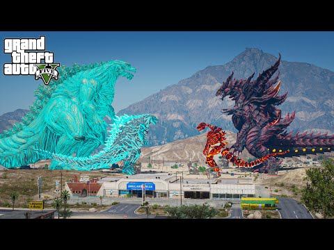 Mother Godzilla Earth, Godzilla Earth vs Sin Gomorrah, Skeleton Godzilla - Epic Battle ( GTA V Mod )