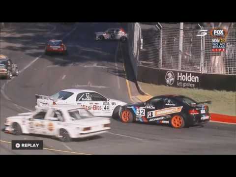 Improved Production Car Championship 2017. Race 2 Adelaide Street Circuit. 1st Lap Crashes