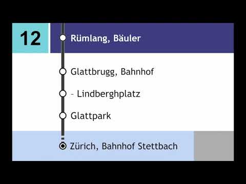 VBZ/VBG Ansagen - 12 Zürich Flughafen - Zürich Stettbach