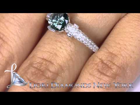 FD-091 - 2.22 Carat Certified Fancy Blue Round Diamond Engagement Ring 18k White Gold