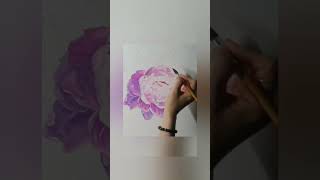모란 수채화그리기/세가지 색 사용해서 채색하기painting peony watercolors / coloring with three colors