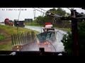 Side Tipper Overtaking 3 Trucks On A Blind Rise On A Wet Road