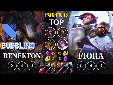 DRX Bubbling Renekton vs Fiora Top - KR Patch 10.18