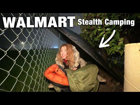 Walmart Stealth Camping in the Bushes with a Makeshift Tarp (on a foggy winter day)