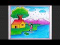 Rainy Season Drawing How To Draw Rainy Day Very Easy Step By Step Rainy Season Scenery Drawing