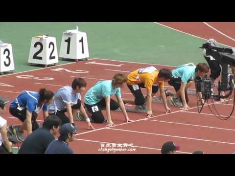 [Kyuhyun HD FANCAM] 110827 100 metres hurdles race @ Idol Star Athletics Sports Day (SUPER JUNIOR)