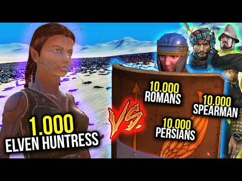 10.000 ELVEN HUNTRESS vs 30.000 ROMANS, PERSIANS and SPEARMANS | Ultimate Epic Battle Simulator UEBS