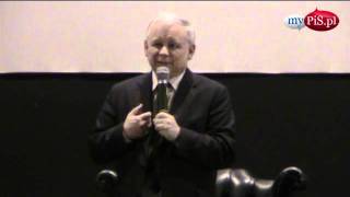Prezes Jarosław Kaczyński na spotkaniu w kinie Wisła na warszawskim żoliborzu