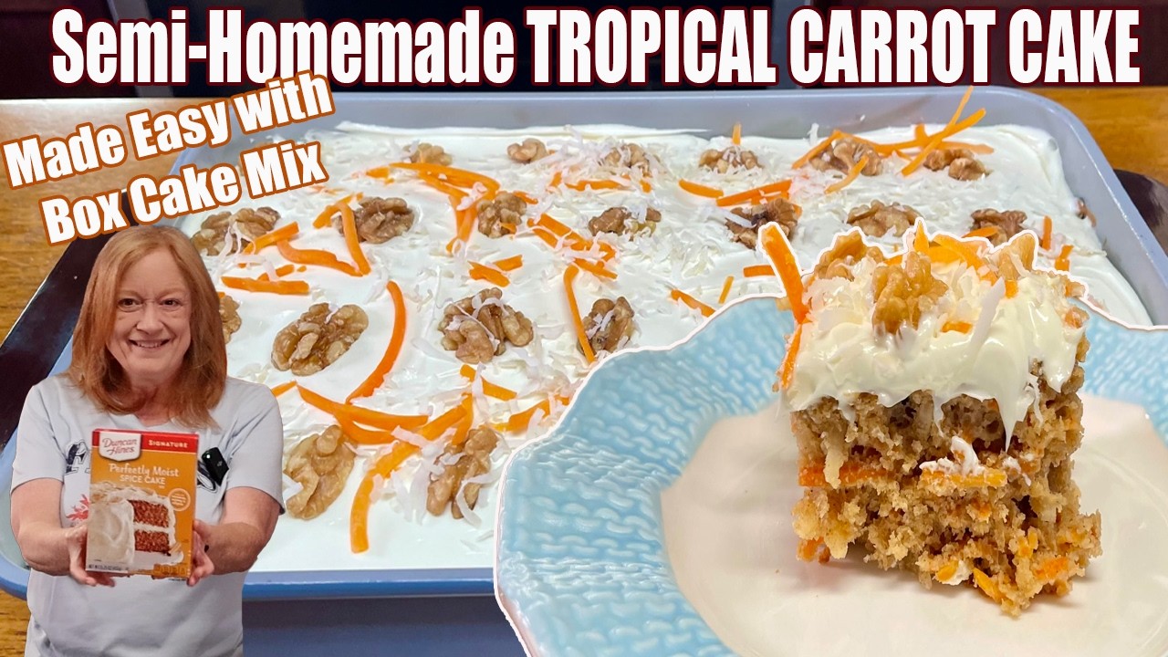 Semi-Homemade TROPICAL CARROT CAKE Made with Box Cake Mix