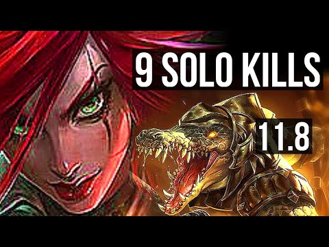 KATARINA vs RENEKTON (MID) | Rank 2 Kata, 9 solo kills, 800+ games, 15/3/6 | KR Grandmaster | v11.8