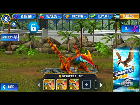 NEW UNLOCK DARWINOPTERUS FULL MAX X3 LEVEL 40 | JURASSIC WORLD THE GAME