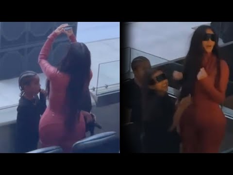 Kim Kardashian At Kanye West 'Donda' Album Event Taking Selfies With North West & Saint