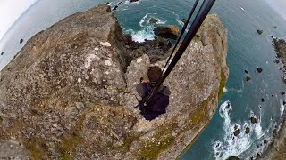 Solo Free Climbing Vertical Cliff to Fish for Dinner - DON&#39;T ATTEMPT! [4k]