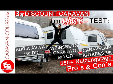 TEST: Wohnwagen ADRIA AVIVA 360 DD vs WEINSBERG 390 QD vs CARAVELAIR ANTARES 390 - DAS EXTERIEUR