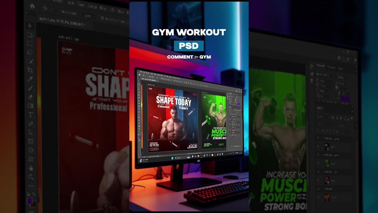 Download This Editable Gym Template PSD - Ideal for Workout & Gym Posts